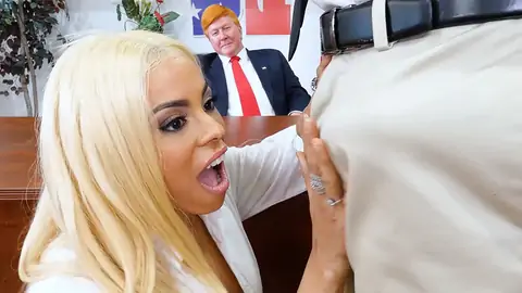 Huge-Titted Latina is in the office in an GONZO parody