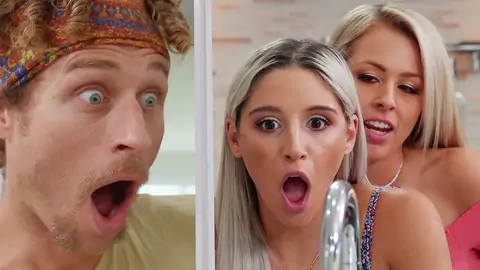 A guy and 2 blondes are lurking from another youngster