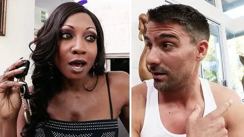 Muscled twunk is fingerblasting an dark-hued woman in the living apartment